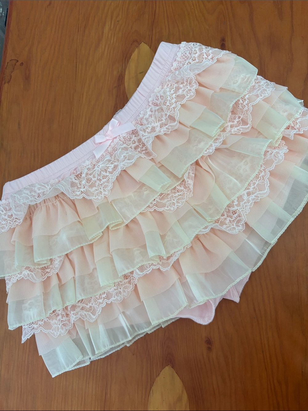 Pink Ruffled Lace Layered Skort
